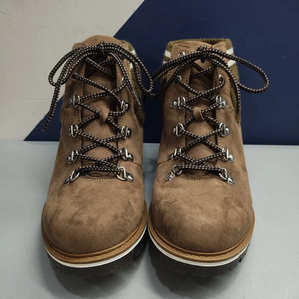 Torrid Knit Hiker Boots Womens US 8W Multi Upper Fabric Round Toe Lace Up EUC